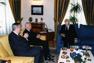 Incontro del Presidente della Repubblica Oscar Luigi Scalfaro con l'ex Presidente Francesco Cossiga