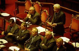 Intervento del Presidente della Repubblica alla commemorazione del Sen. Prof. Amintore Fanfani, Roma, Palazzo Madama