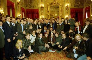Il Presidente della Repubblica Ciampi incontra l'on. prof. Luigi Berlinguer, Ministro della Pubblica Istruzione, con gli studenti della Conferenza Nazionale dei presidenti della Consulta Nazionale degli studenti