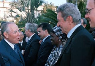 Il Presidente Ciampi con l'Ambasciatore degli Stati Uniti d'America Thomas M. Foglietta durante il ricevimento per le Rappresentanze Diplomatiche Estere