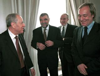 Il Presidente Ciampi con il Presidente della Repubblica di Croazia Stjepan Mesic. A destra l'On. Furio Radin, figura di spicco della minoranza italiana in Istria