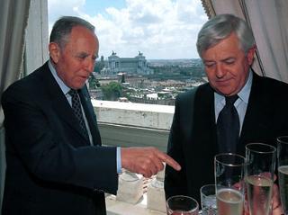 Il Presidente Ciampi con il Presidente della Repubblica di Slovenia Milan Kucan durante la colazione in suo onore