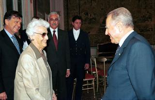 Il Presidente Ciampi con Tullia Zevi e Valdo Spini per il centenario della nascita dei fratelli Rosselli