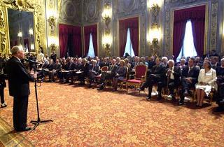 Il Presidente Ciampi durante il suo intervento in occasione della cerimonia di consegna del "Premio Leonardo" e "Qualità Italia"