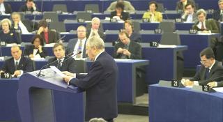 Il Presidente Ciampi durante il suo intervento al Parlamento Europeo