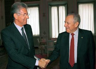Il Presidente Ciampi durante l'incontro con il Commissario Europeo per la Concorrenza Mario Monti
