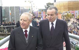 Il Presidente Ciampi con l'Ambasciatore Arduino Fornara, al suo arrivo, al Padiglione italiano dell'EXPO 2000