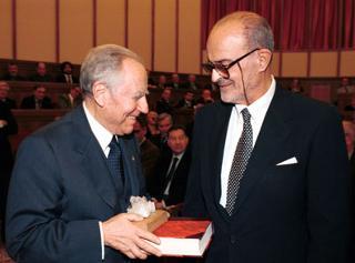 Il Presidente Ciampi con il nuovo Presidente del Consiglio Superiore dei Lavori Pubblici Giuseppe Campos Venuti