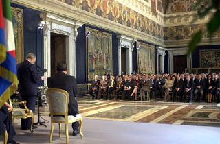 Il Presidente Ciampi durante il suo intervento ai Parlamentari di origine italiana di tutto il mondo