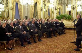 Il Presidente Ciampi durante l'incontro con i Rettori degli Atenei Italiani, in occasione dell'inizio dell'anno accademico 2000/2001