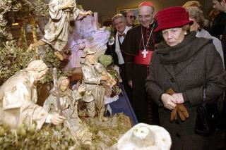 La Signora Franca Pilla Ciampi in visita alla Mostra dei 100 Presepi nelle Sale del Bramante di Santa Maria del Popolo