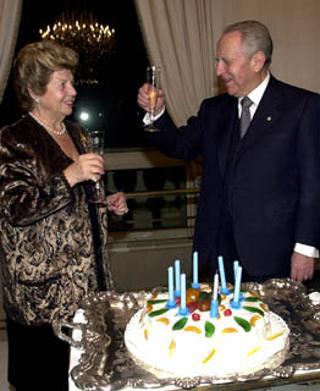 Il Presidente Ciampi festeggia con la moglie Franca il suo compleanno