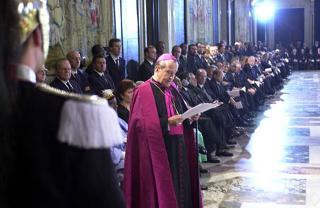 S.E. Rev.ma Mons. Andrea Cordero Lanza di Montezemolo rivolge il suo saluto al Presidente Ciampi, in occasione degli auguri di Natale da parte del Corpo Diplomatico