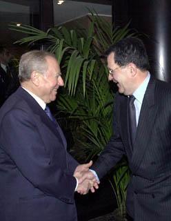 Il Presidente Ciampi con il Presidente della Commissione Europea Prodi alla cerimonia inaugurale dell'Anno accademico 2000-2001 della Scuola Superiore dell'Amministrazione dell'Interno