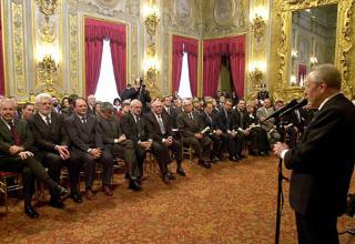 Il Presidente Ciampi durante il suo indirizzo di saluto ai partecipanti alla cerimonia di consegna dei premi "Saint Vincent per il Giornalismo" 36^ edizione