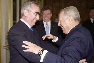Il Presidente Ciampi accoglie, al Quirinale,Teo Waigel del Gruppo Parlamentare dell'Unione Cristiano-Sociale al Bundestag