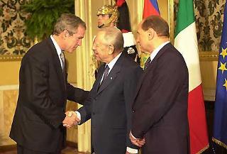Il Presidente Ciampi accoglie il Presidente George W. Bush