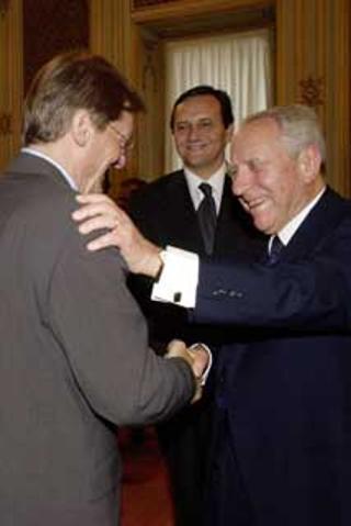 Il Presidente Ciampi accoglie nel suo studio al Quirinale il Cancelliere della Repubblica d'Austria Wolfgang Schussel
