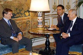 Il Presidente Ciampi durante i colloqui con il Cancelliere della Repubblica d'Austria Wolfgang Schussel