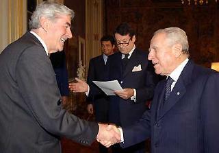 Il Presidente Ciampi accoglie Rudolphus Franciscus Marie Lubbers, Alto Commissario delle Nazioni Unite per i Rifugiati