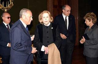 Il Presidente Ciampi con la moglie Franca insieme a Maria Mercader e Manuel De Sica ed il Ministro per i Beni e le Attività Culturali Giuliano Urbani