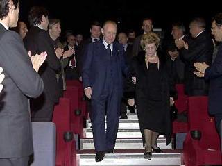 Il Presidente Ciampi e la moglie Franca al cinema Adriano in occasione della proiezione in anteprima del film di Martin Scorsese &quot;Il mio viaggio in Italia&quot;