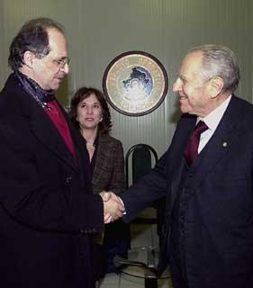 Il Presidente Ciampi con Ibrahim Rugova Presidente del Partito Lega Democratica del Kosovo in occasione della visita ai militari italiani in Kosovo