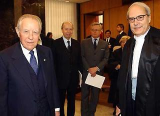 Il Presidente Ciampi con il Presidente della Corte dei conti Francesco Staderini poco prima della cerimonia di inaugurazione dell'Anno Giudiziario della Corte dei conti