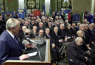 Il Presidente Ciampi durante il suo intervento, in occasione della celebrazione del &quot;Giorno della Memoria&quot; e della successiva visita al Museo Storico della Liberazione