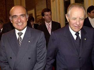 Il Presidente Ciampi con Carlos Ruckauf, Ministro degli Affari Esteri della Repubblica Argentina, durante l'incontro al Quirinale