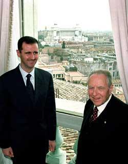 Il Presidente Ciampi con il Presidente della Repubblica Araba Siriana Bashar Al-Assad, durante l'incontro al Quirinale