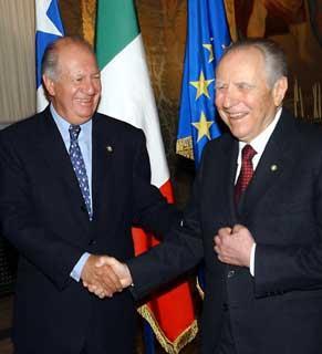 Il Presidente Ciampi con il Presidente della Repubblica del Cile Ricardo Lagos al Quirinale in occasione della visita ufficiale in Italia