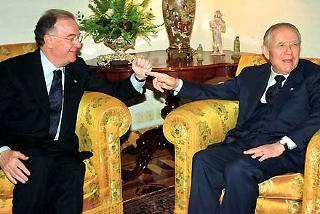 Il Presidente Ciampi durante il colloquio al Quirinale con il Presidente della Repubblica del Portogallo Jorge Fernando Branco de Sampaio
