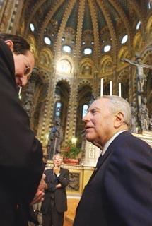 Il Presidente Ciampi all'interno della Basilica di S. Antonio, durante la visita alla città di Padova