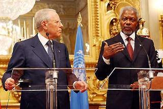 Il Presidente della Repubblica Carlo Azeglio Ciampi insieme al Segretario generale delle Nazioni Unite Kofi Annan