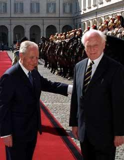 Il Presidente Ciampi accoglie al Palazzo del Quirinale il Presidente della Repubblica di Ungheria Ferenc Madl, in occasione della visita di Stato in Italia