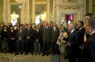 Il Presidente Ciampi durante il suo indirizzo di saluto ai componenti la Giunta ed il Consiglio Comunale