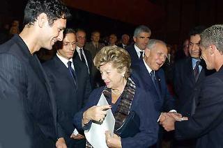 Il Presidente Ciampi insieme alla moglie Franca al termine dell'anteprima del Film per la TV &quot;Francesco&quot;