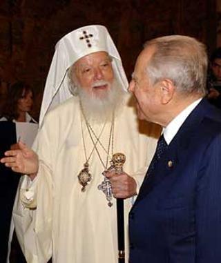 Il Presidente Ciampi con il Patriarca della Chiesa Ortodossa Romena, Sua Beatitudine Teoctist, durante l'incontro al Quirinale