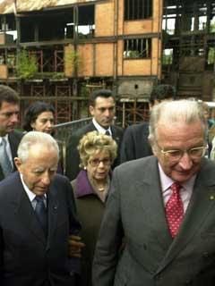 Il Presidente Ciampi insieme alla moglie Franca e al Re del Belgio Alberto II, visitano il sito del &quot;Bois du Cazier&quot;, dove nel 1956 persero la vita 262 minatori