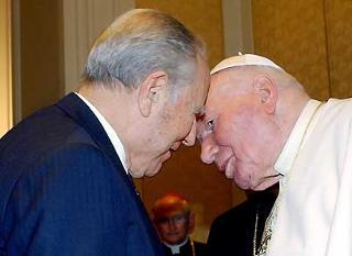 L'incontro del Presidente Ciampi con Sua Santità Giovanni Paolo II al termine della visita al Parlamento