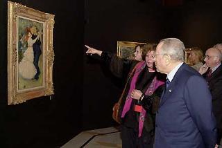 Il Presidente Ciampi all'inaugurazione della Mostra "Renoir e la luce dell'impressionismo" accompagnato dalla signora Maithè Vallès-Bled, direttrice del Museo delle Belle Arti di Lodève