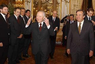 Il Presidente Ciampi con Antonio Guterres, Presidente dell'Internazionale Socialista, in occasione dell'incontro al Quirinale con i componenti della delegazione