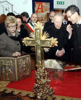 Il Presidente Ciampi con la moglie Franca in visita al Museo Diocesano della Città assistito dal Sovrintendente Filippo Trevisani