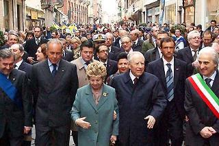 Il Presidente Ciampi, in compagnia della moglie Franca, al suo arrivo ad Alessandria