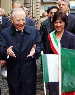 Il Presidente Ciampi con il Sindaco di Alessandria, Mara Scagni