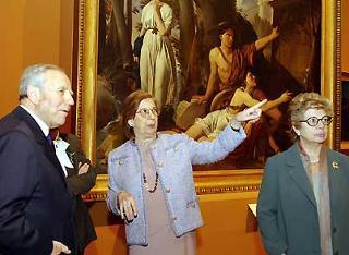 Il Presidente Ciampi con la moglie Franca, assitito dal Soprintendente Sandra Pinto, visita la Mostra &quot;Maestà di Roma. Da Napoleone all'Unità d'Italia&quot; allestita alla Galleria d'Arte Moderna
