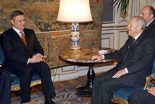 Il Presidente Ciampi a colloquio nel suo studio con Mikhail Kasyanov, Primo Ministro della Federazione Russa