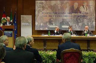 Un momento della cerimonia commemorativa di Guido Carli alla LUISS alla presenza del Presidente Ciampi