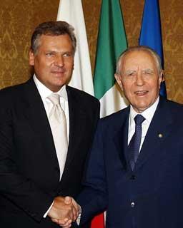 Il Presidente Ciampi con Aleksander Kwasniewki, Presidente della Repubblica di Polonia